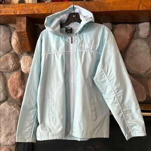 Prairie Mountain Women's Light Blue Hooded Rain Jacket, Size M